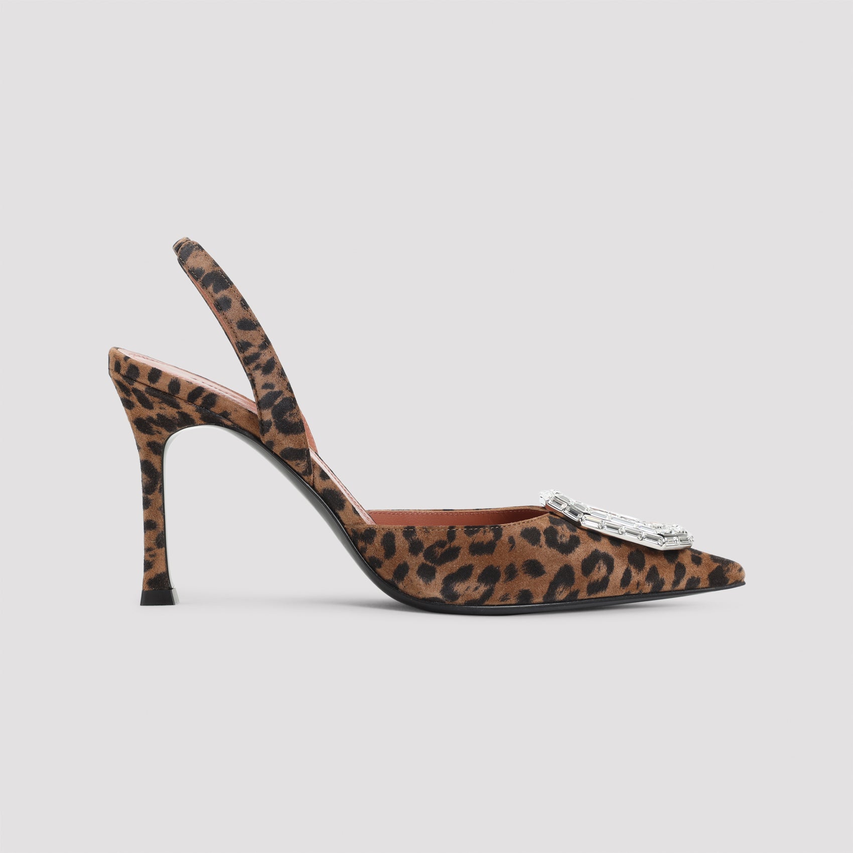 AMINA MUADDI Leopard Suede Leather Camelia 90 Sling