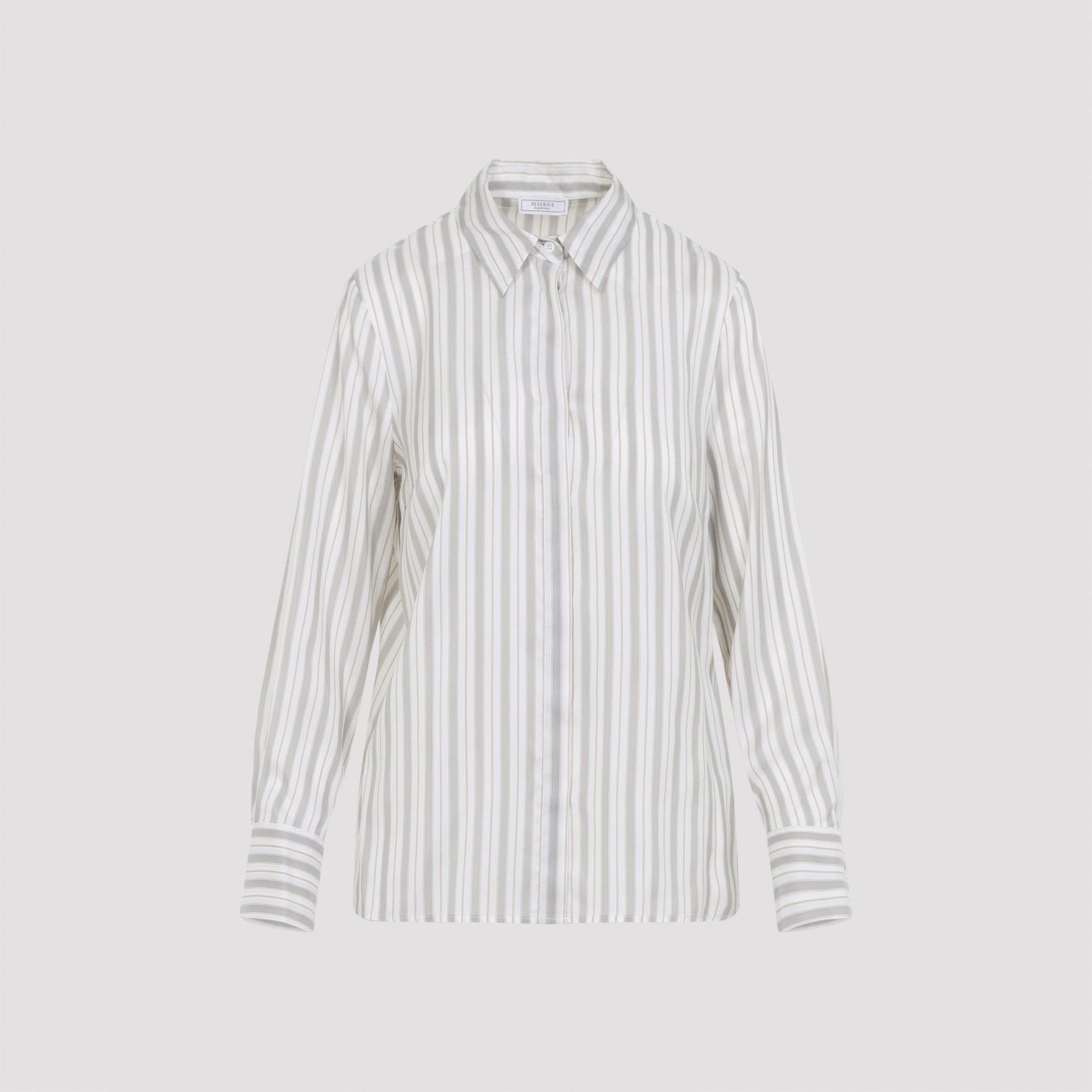 PESERICO Men's Striped Silk Shirt