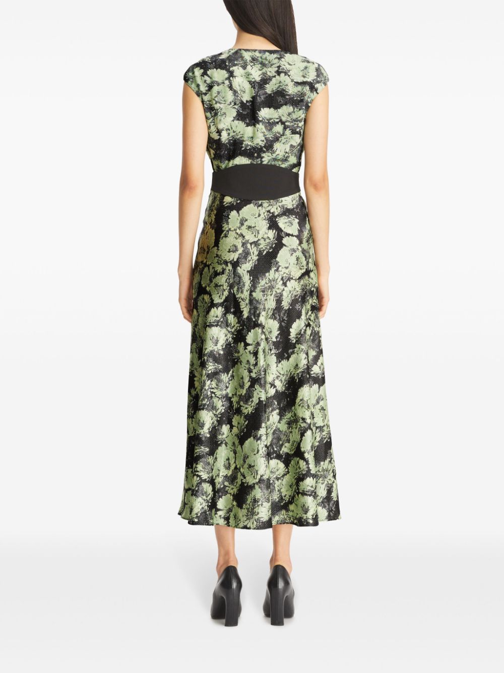 TORY BURCH Printed Midi Dress with Cap Sleeves