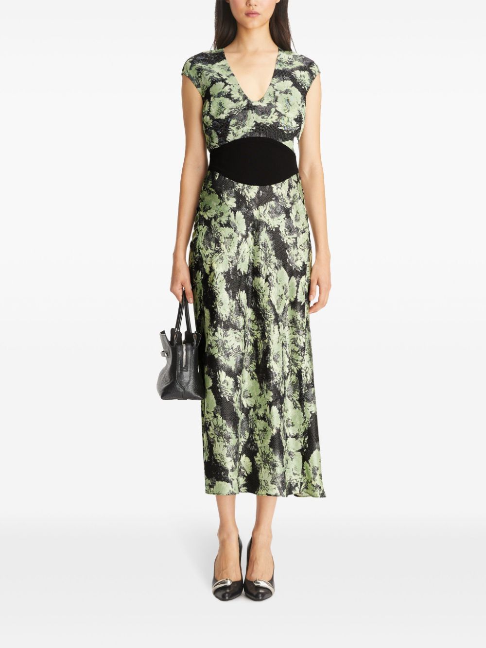 TORY BURCH Printed Midi Dress with Cap Sleeves