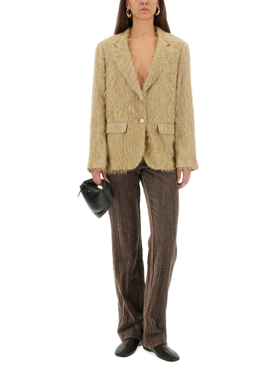 ALYSI Fringe Single-Breasted Blazer (Size 40 IT)