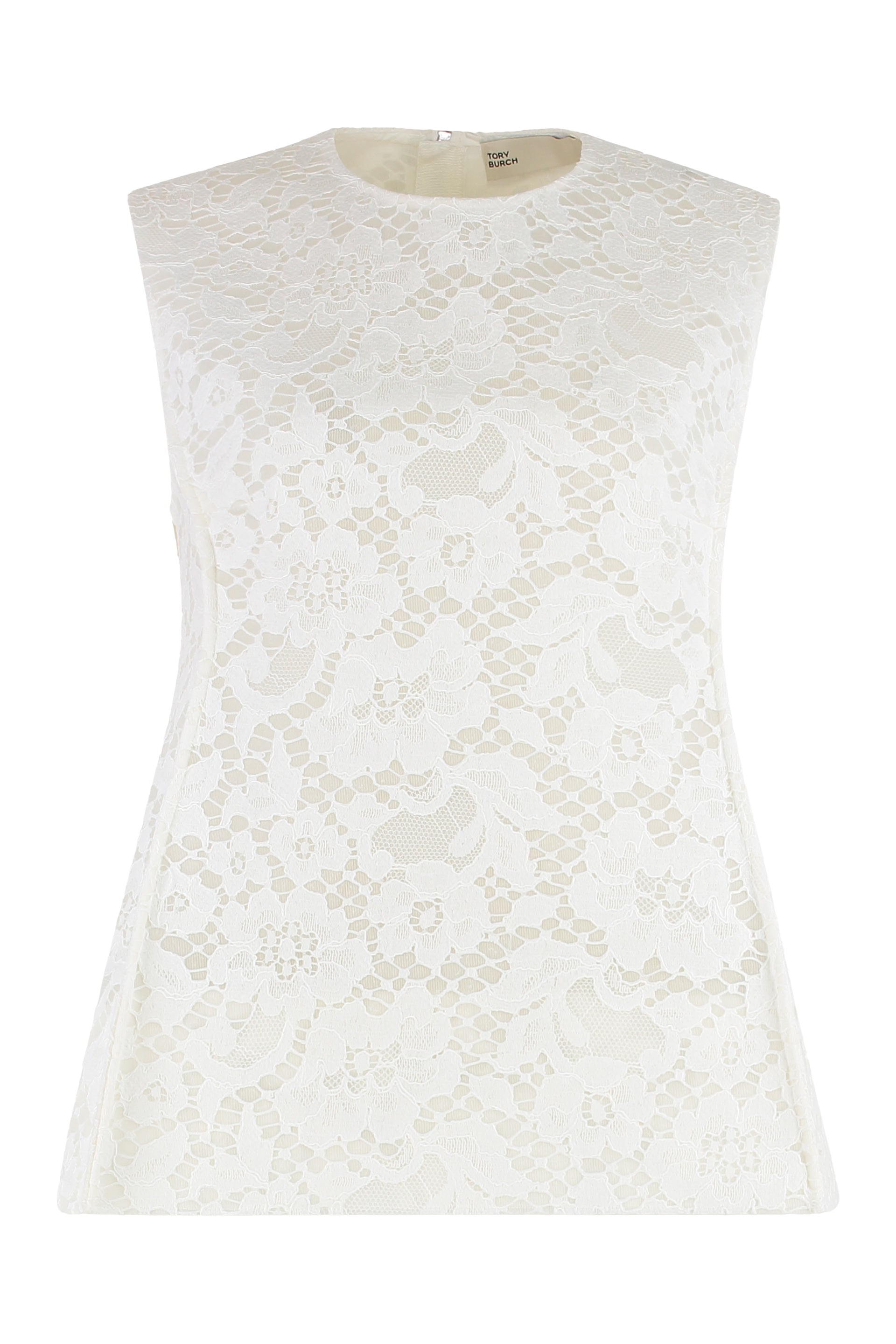 TORY BURCH Raw Cut Edge Lace Blouse for Women - SS25