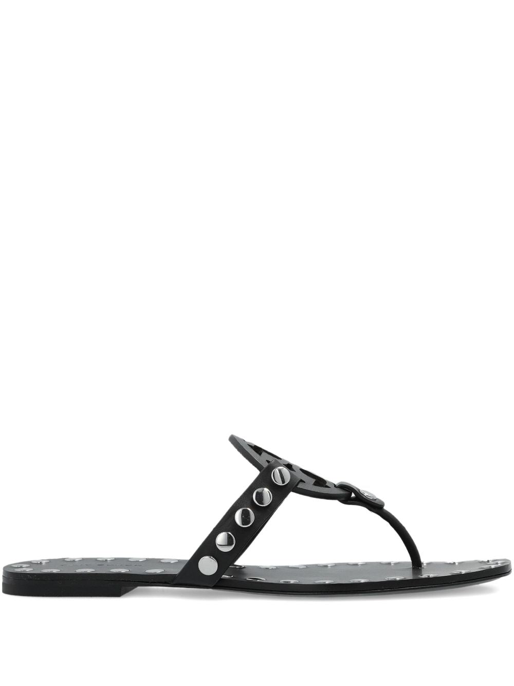 TORY BURCH Studded Miller Leather Flat Sandals