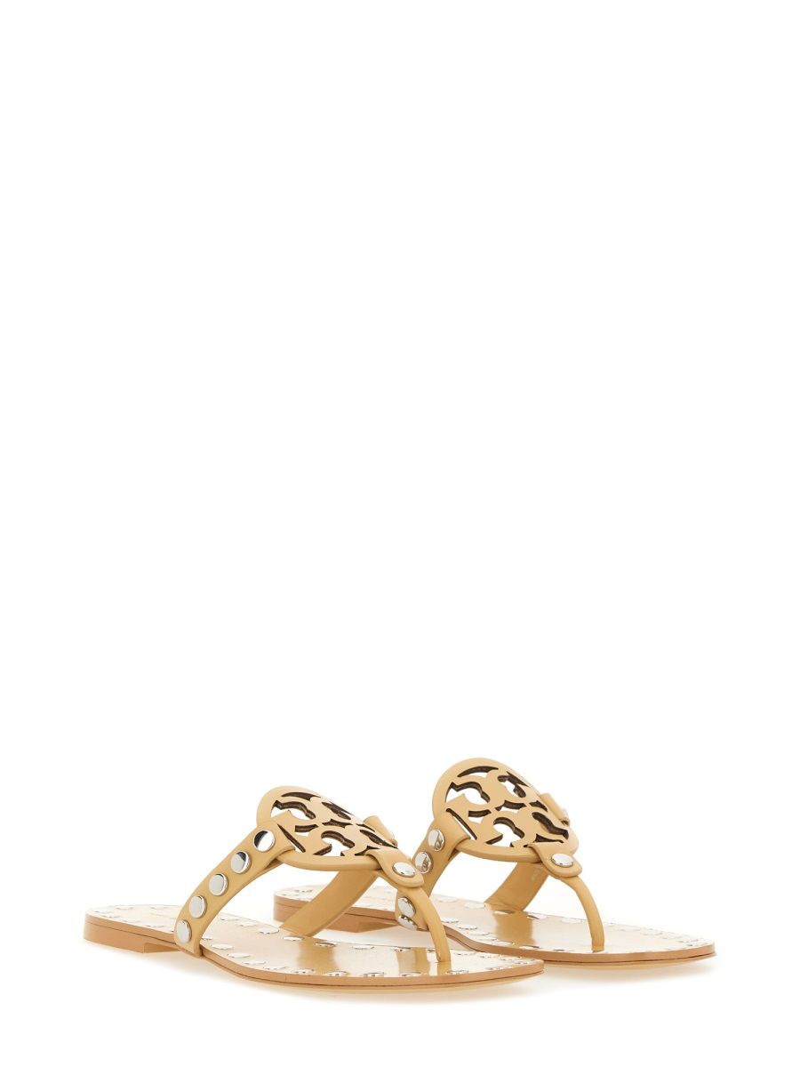 TORY BURCH Studded Miller Leather Flat Sandals