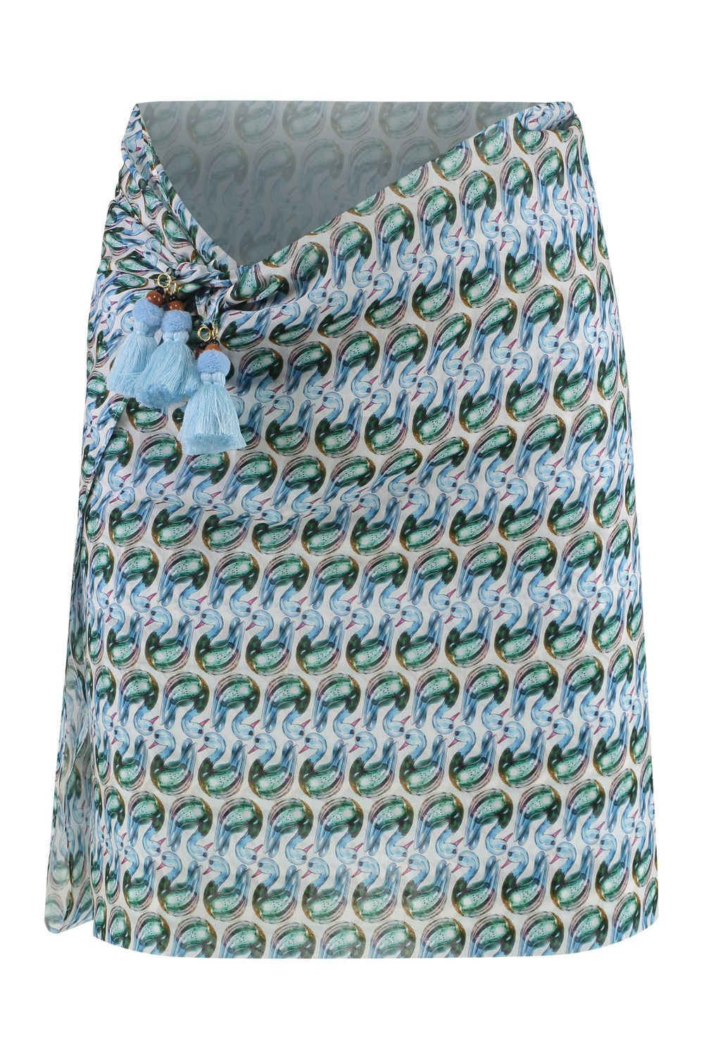 TORY BURCH Printed Silk Sarong with Decorative Tassels