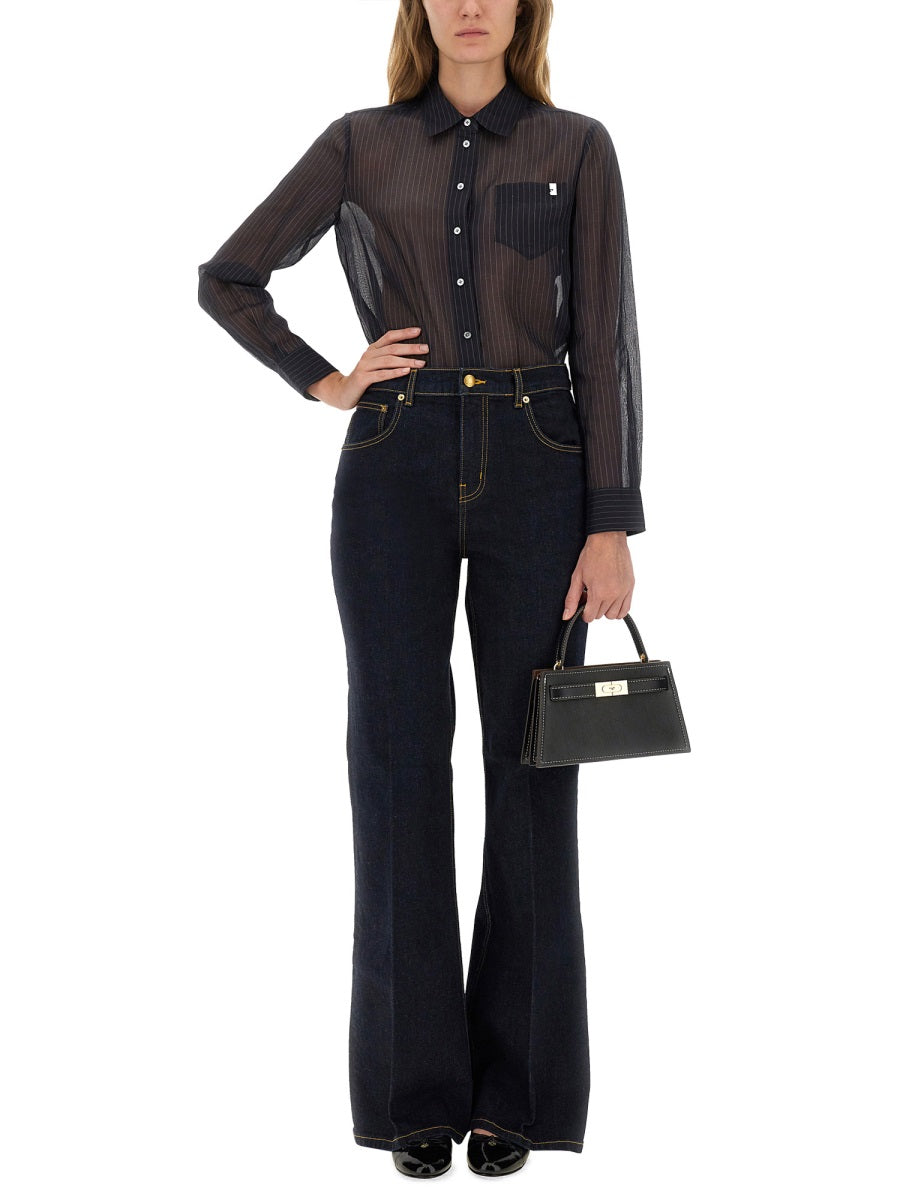 TORY BURCH Striped Cotton Shirt - Regular Fit Size 4