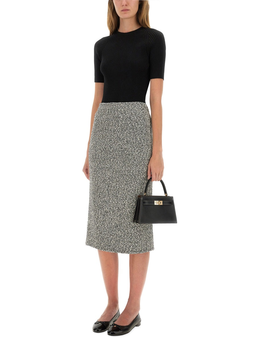 TORY BURCH Ribbed Cotton Pullover - Slim Fit Size S