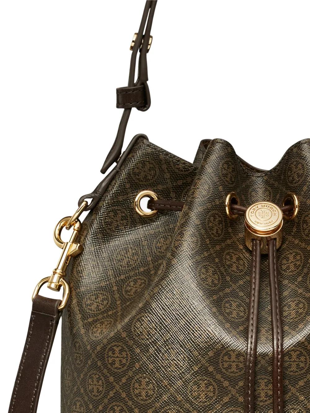 TORY BURCH Monogram Bucket Handbag with Detachable Pouch