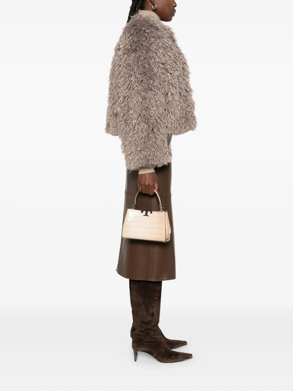 TORY BURCH Mini Embossed Handbag with Top Handle