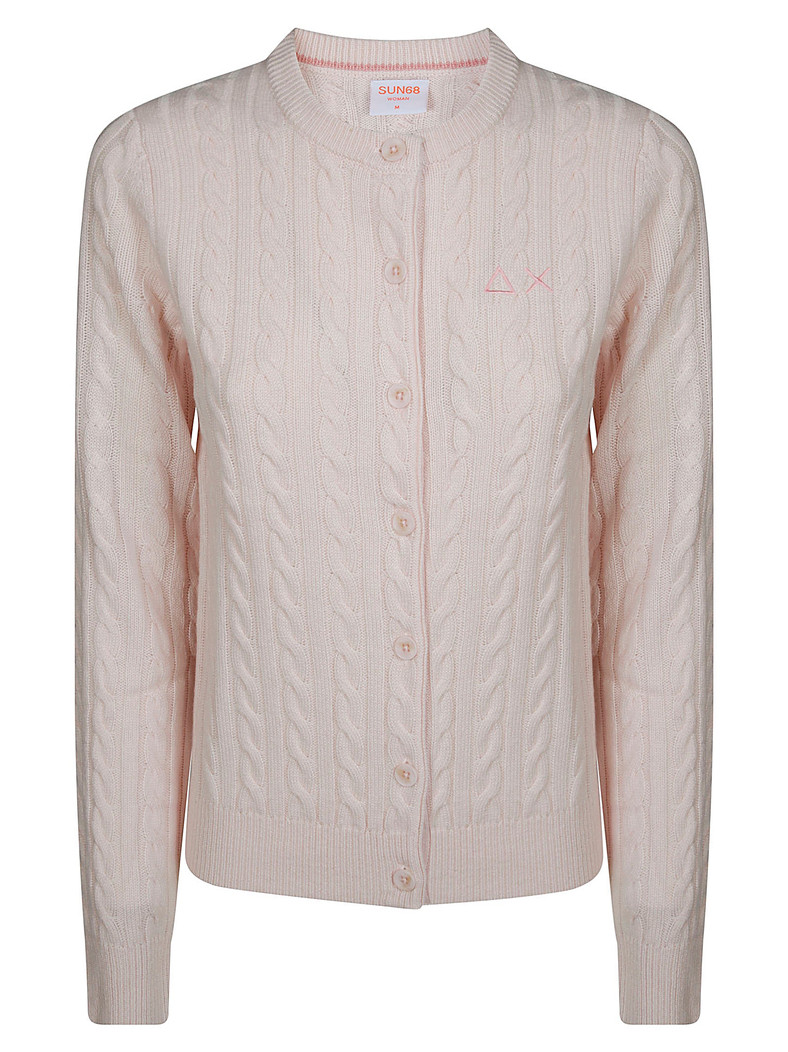 SUN 68 Round Neck Cable Knit Cardigan for Men