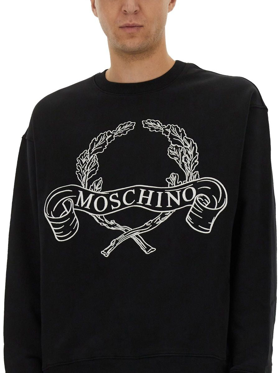 MOSCHINO COUTURE Laurel Crown Logo Embroidered Sweatshirt - Size L