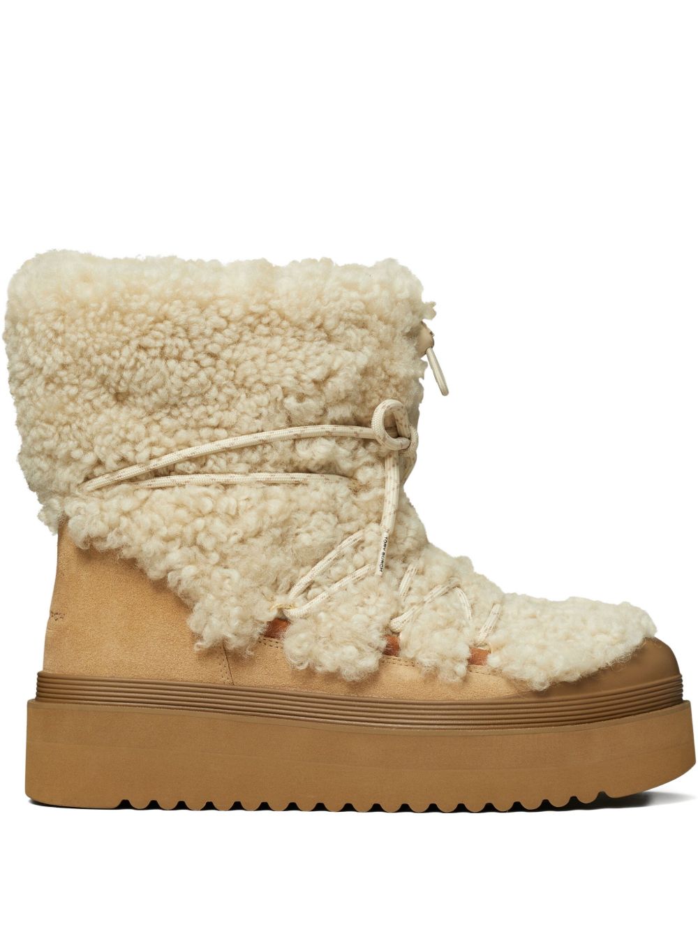 TORY BURCH Mellow Shearling Lace-Up Platform Boots