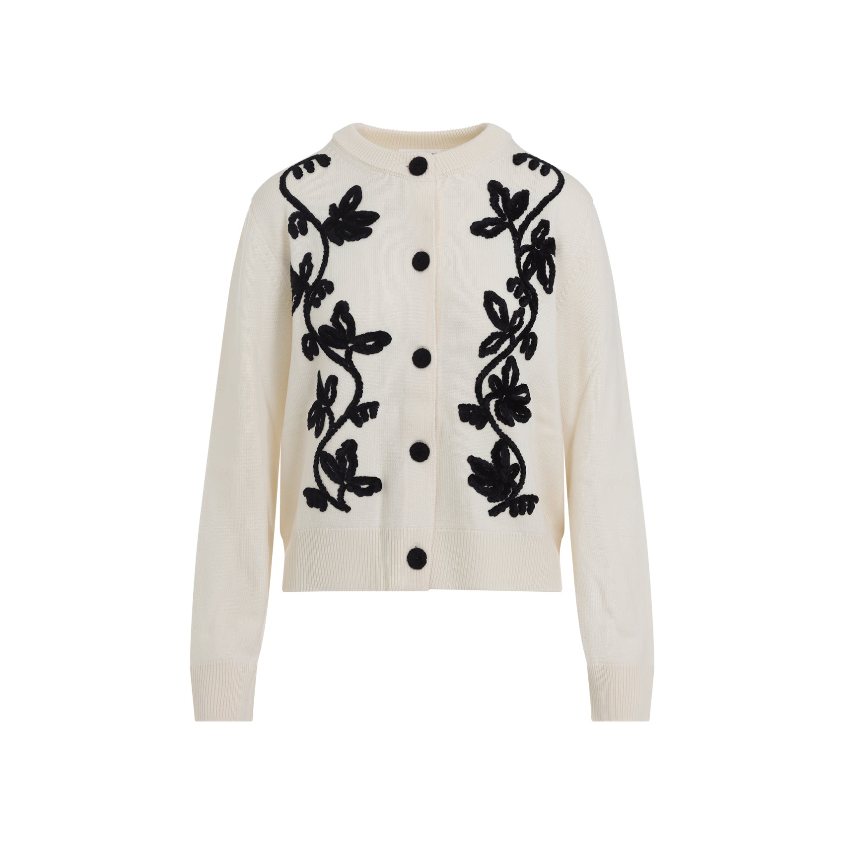 JIL SANDER Long Sleeves Cardigan with Velvet Embroidered - FW25
