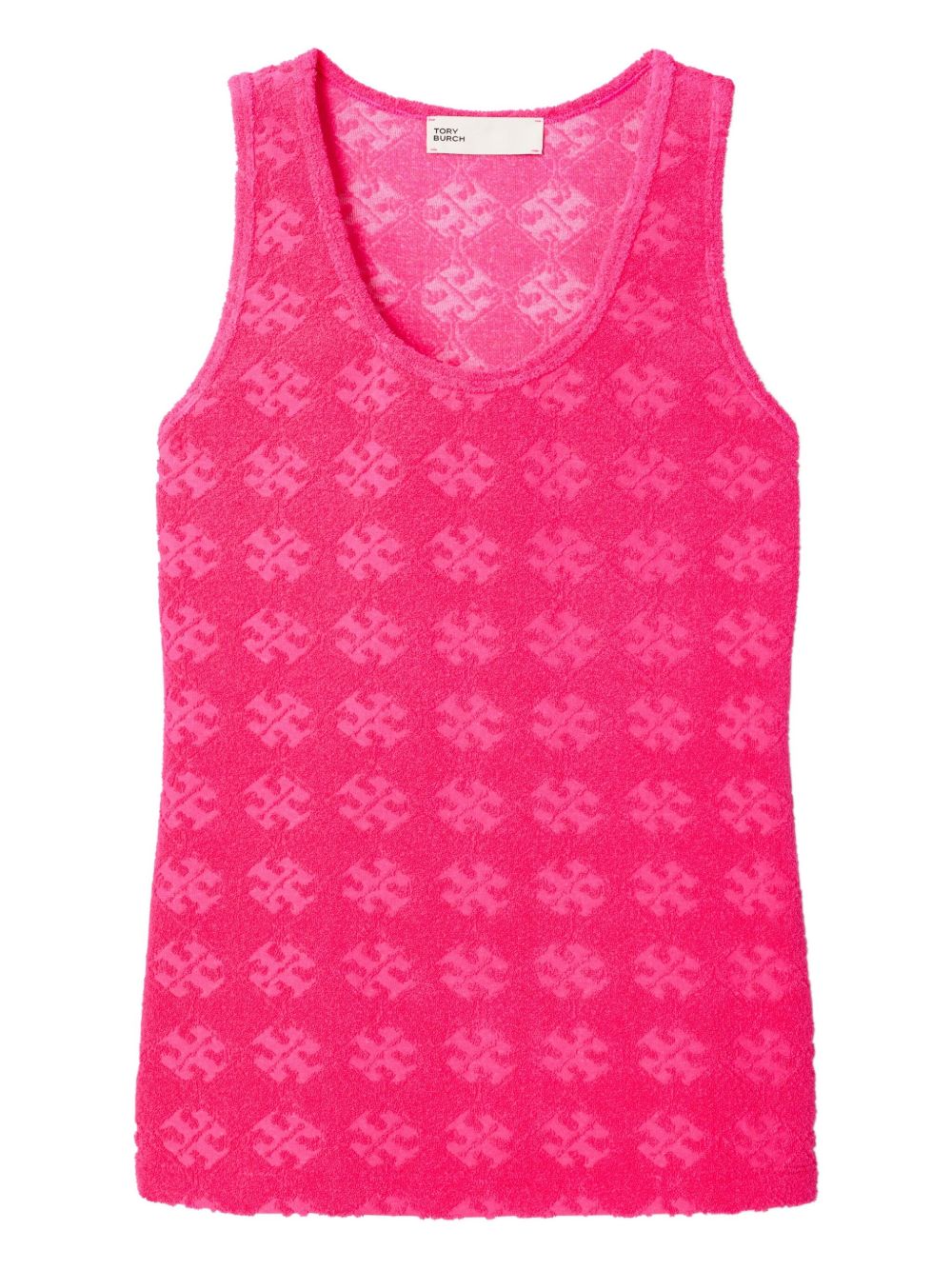 TORY BURCH Tank Top with Scoop Neck and Monogram Pattern