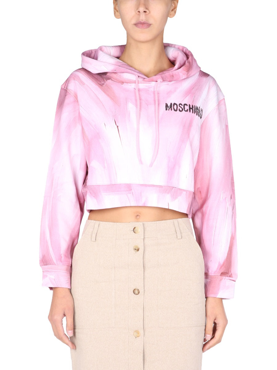 MOSCHINO COUTURE Art Theme Cropped Sweatshirt for Women