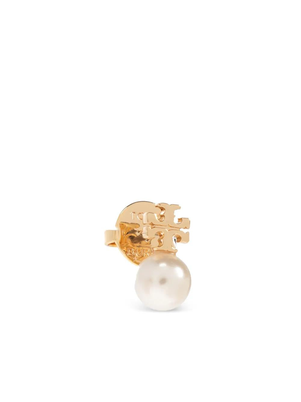 TORY BURCH Elegant Brass and Pearl Earrings