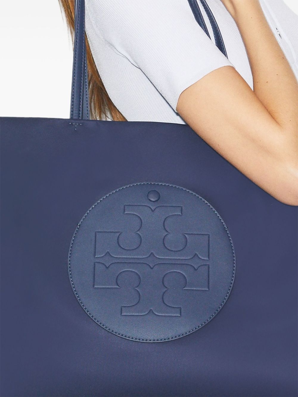 TORY BURCH Stylish Embossed Logo Handbag with Dual Top Handles