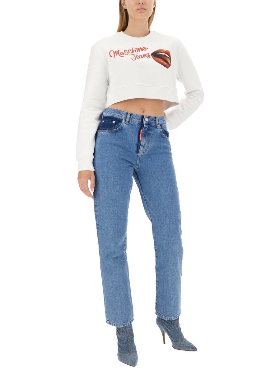 MOSCHINO JEANS Cropped Logo Sweatshirt for Women