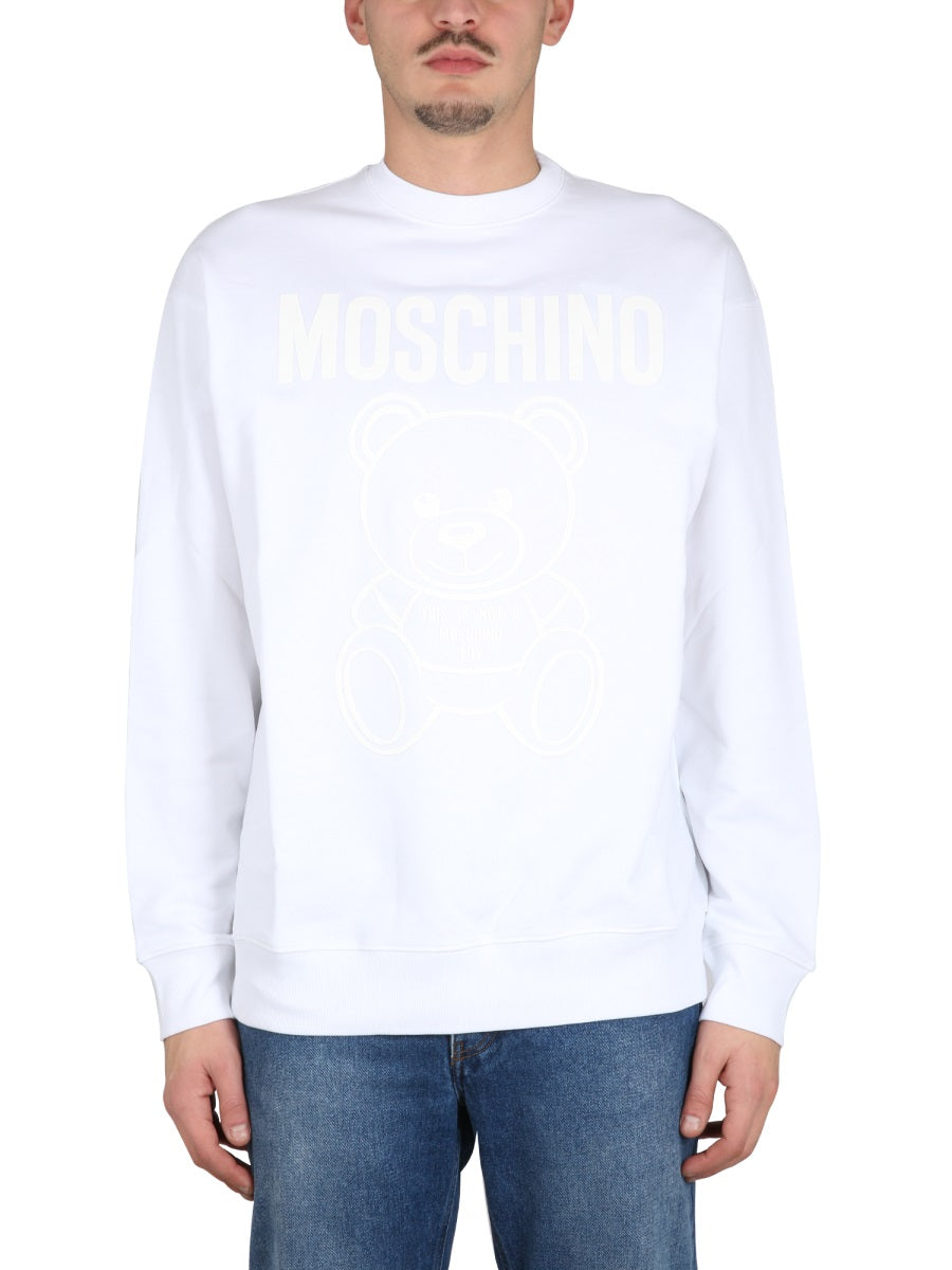 MOSCHINO COUTURE Teddy Sweatshirt with Crossneck Design for Men
