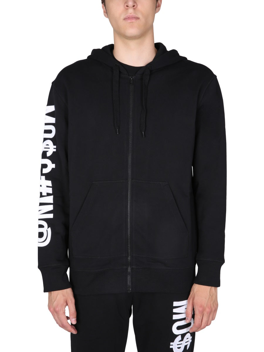 MOSCHINO COUTURE Embroidered Logo Hooded Sweatshirt for Men