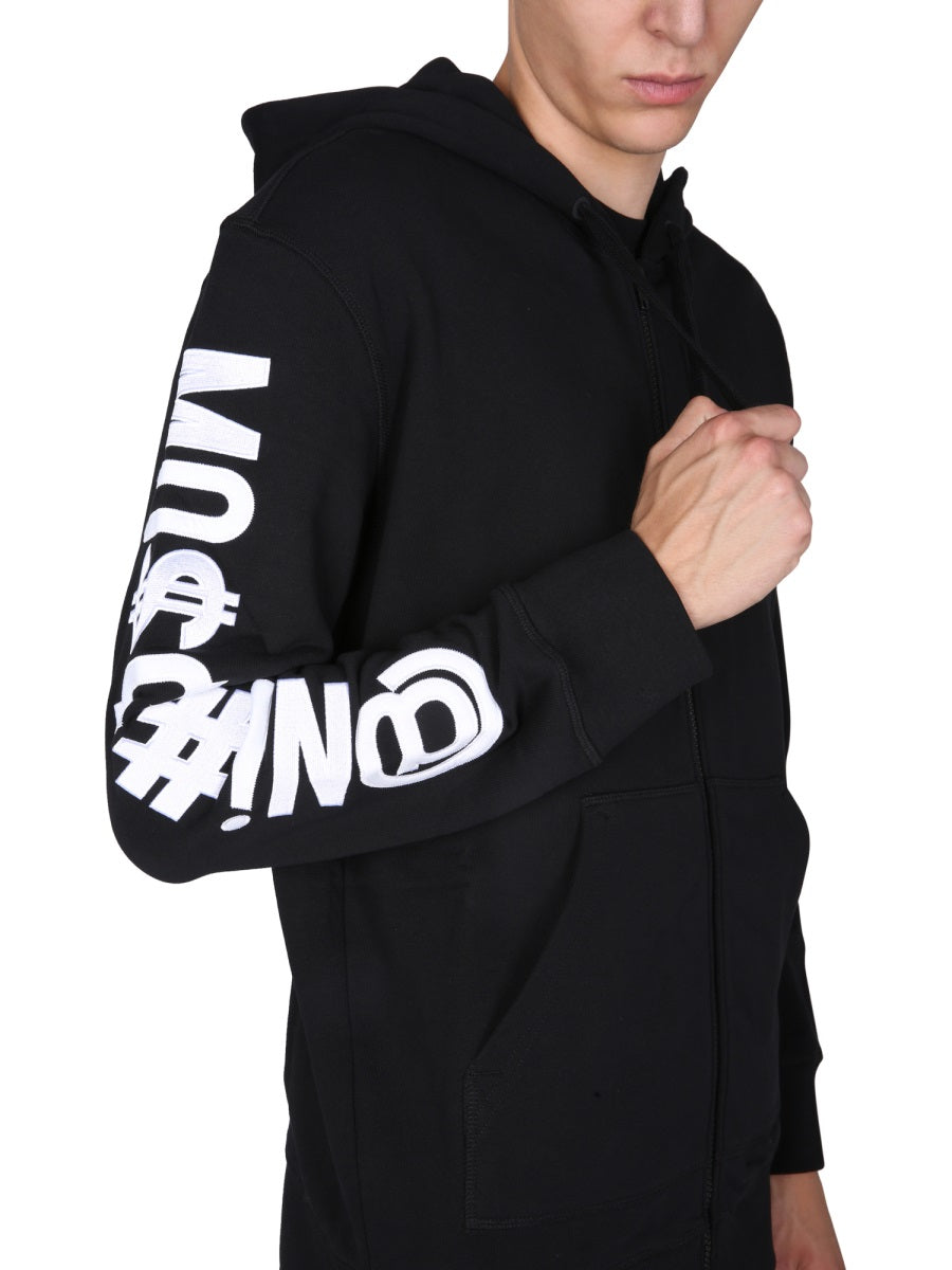 MOSCHINO COUTURE Embroidered Logo Hooded Sweatshirt for Men