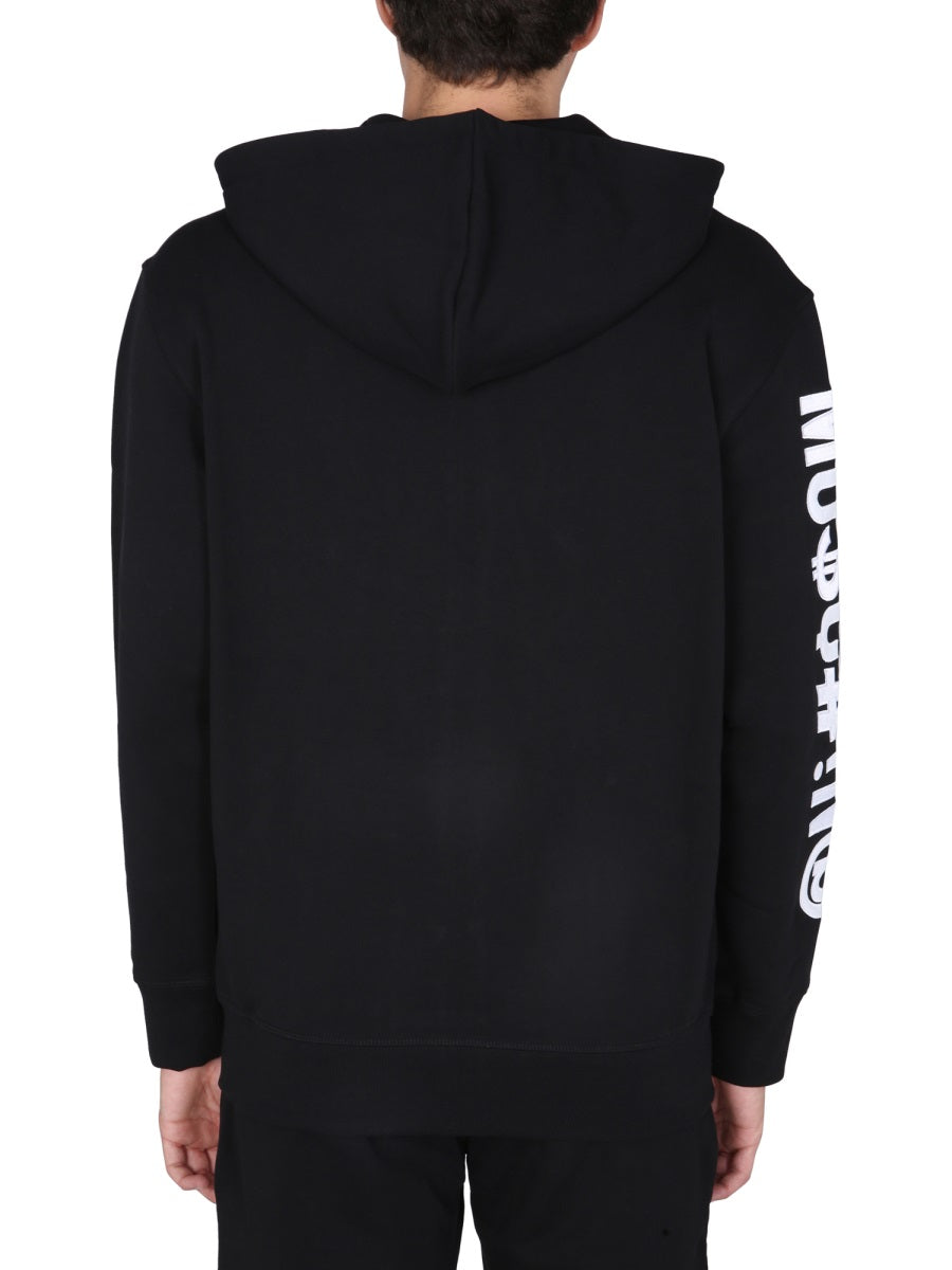 MOSCHINO COUTURE Embroidered Logo Hooded Sweatshirt for Men