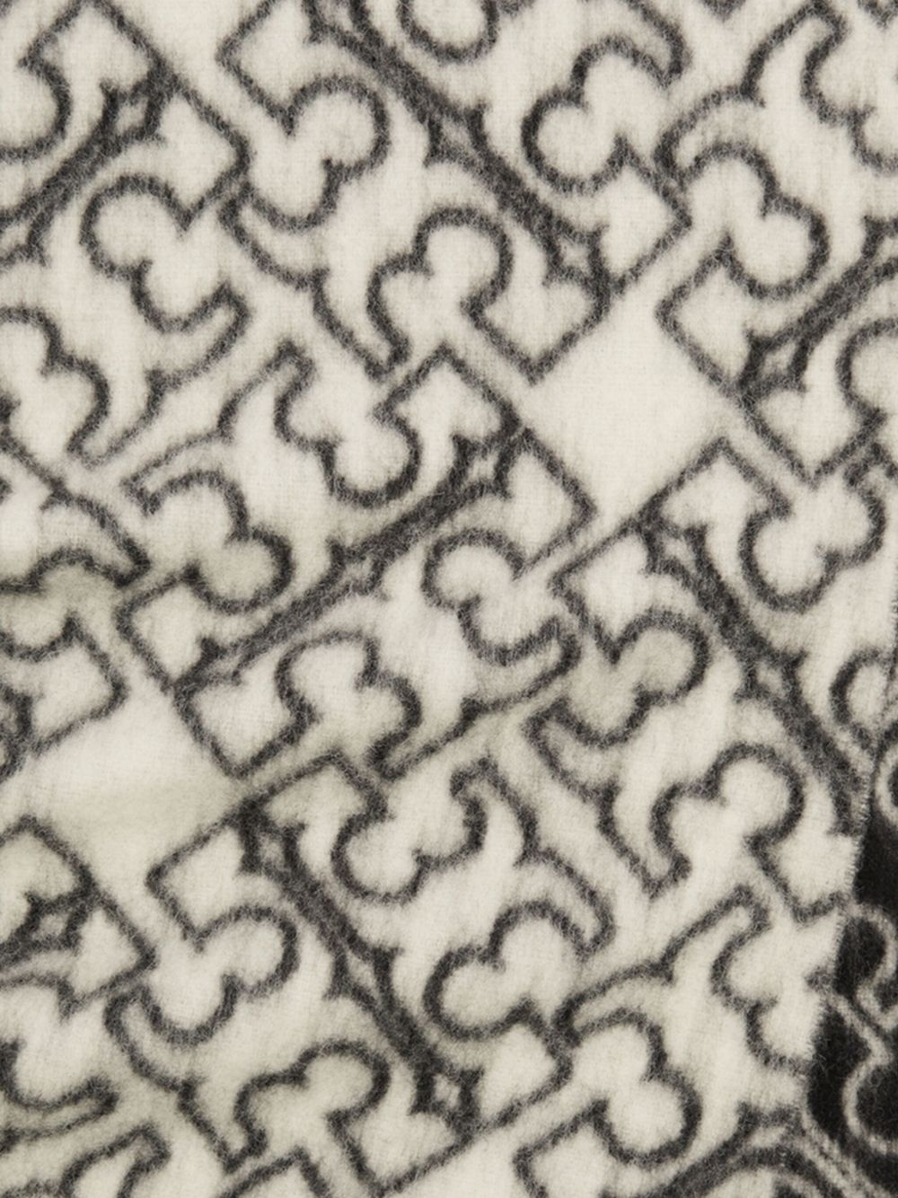 TORY BURCH Wool Fringed Logo Scarf - Rectangular Shape