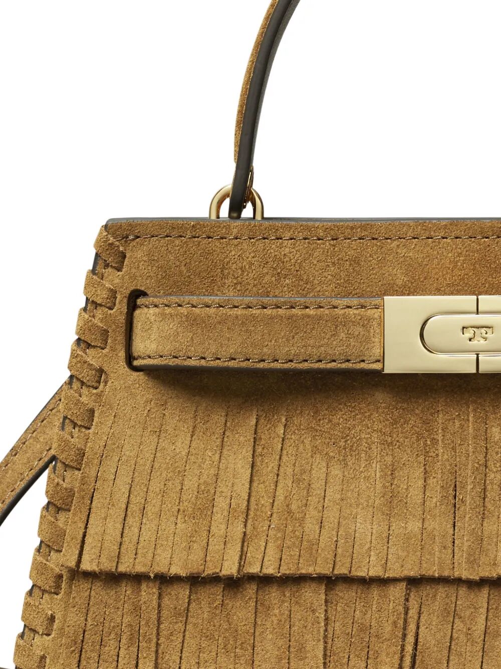 TORY BURCH Mini Suede Leather Handbag with Fringe Detailing