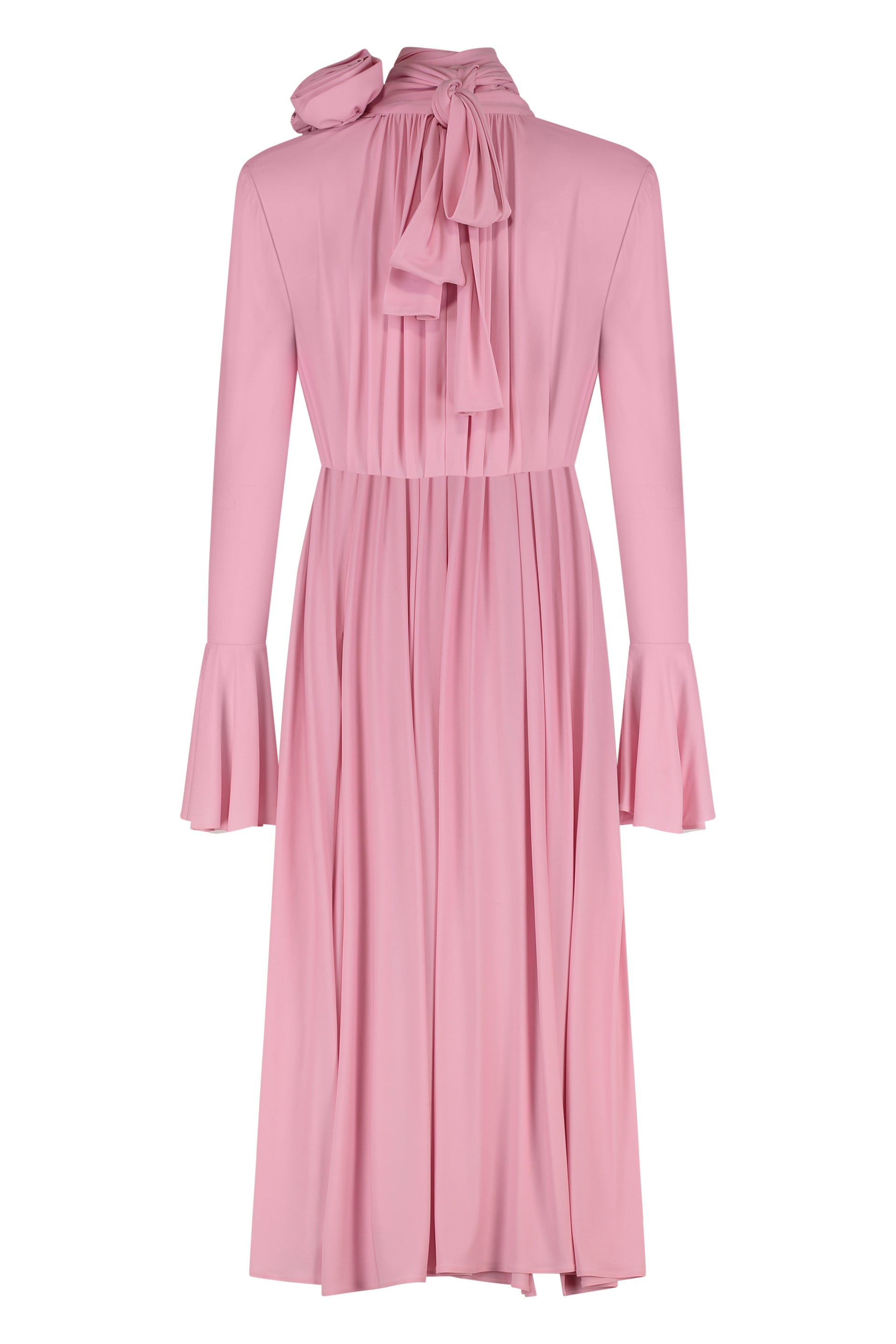 MAGDA BUTRYM Pussy-Bow Mini Dress with Padded Shoulders