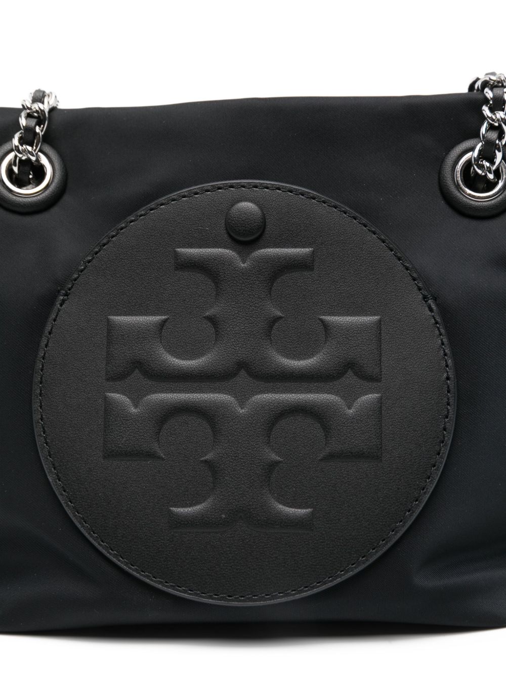 TORY BURCH Small Nylon Tote Handbag with Embossed Logo and Sliding Chain-Strap