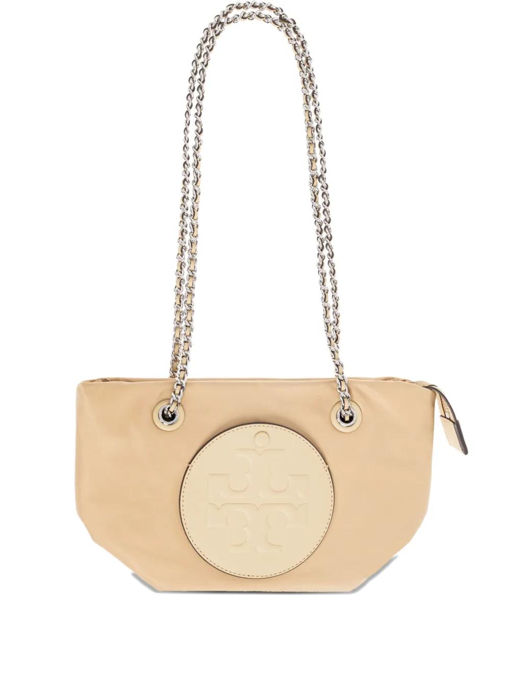 TORY BURCH Chain Tote Handbag with Logo Patch