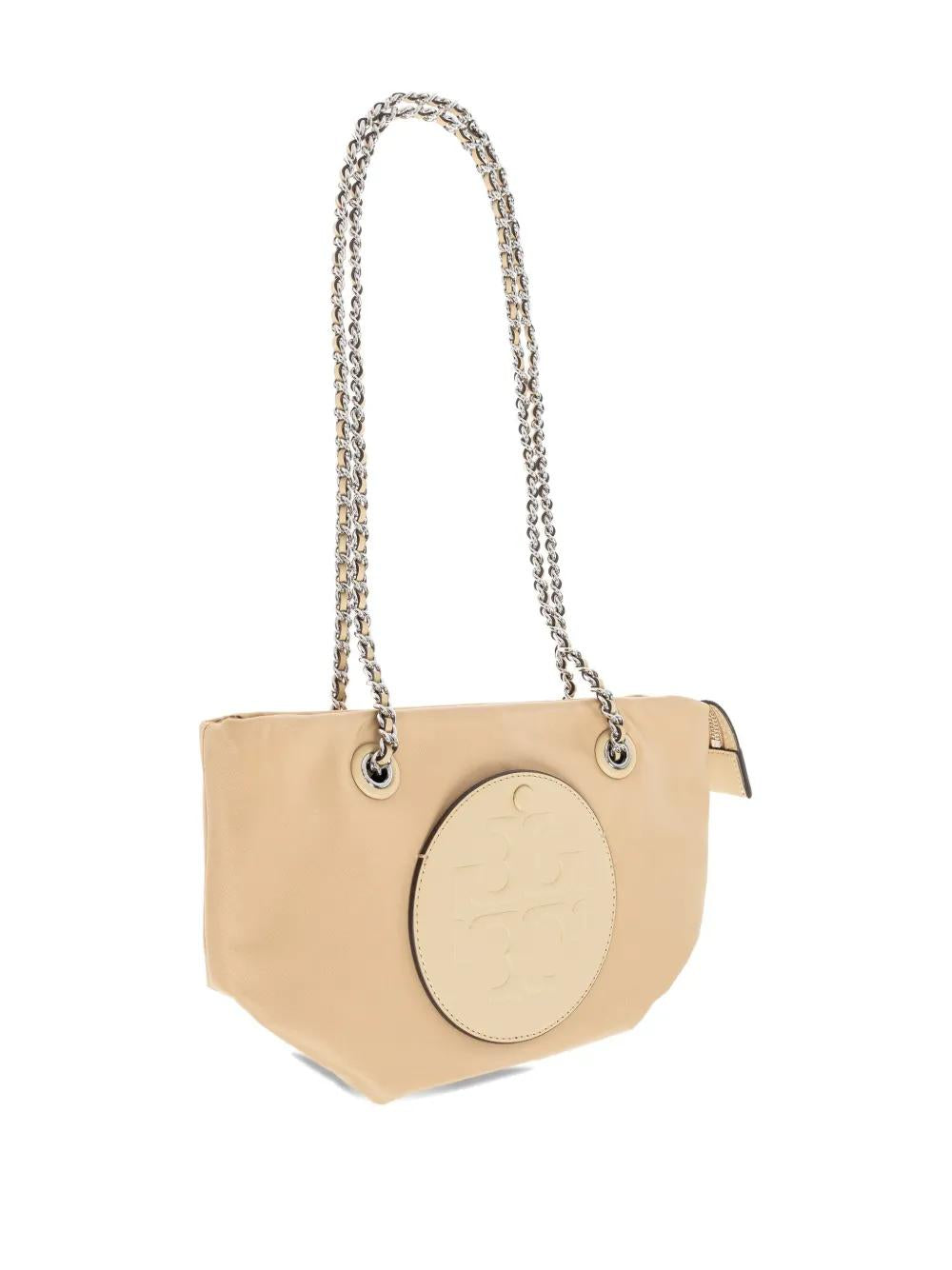 TORY BURCH Chain Tote Handbag with Logo Patch