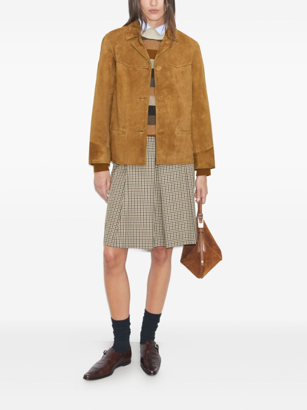 TORY BURCH Suede Blazer Jacket with Revere Collar for Women - FW25