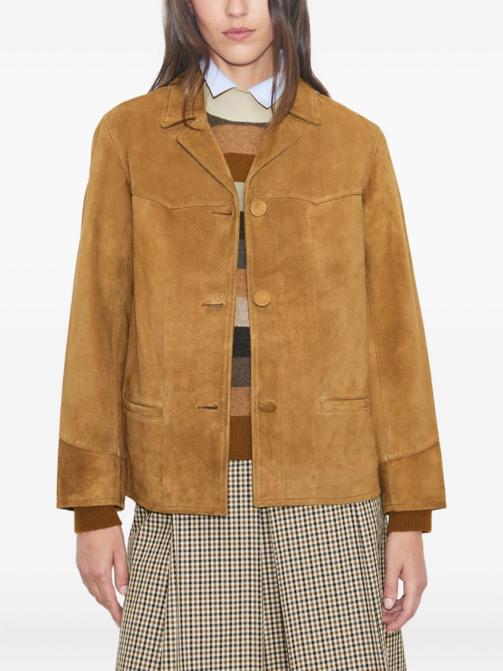 TORY BURCH Suede Blazer Jacket with Revere Collar for Women - FW25