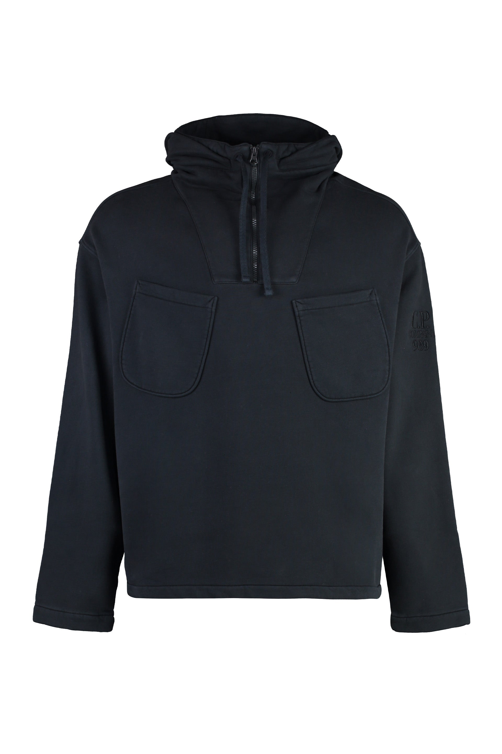 C.P.COMPANY Men's Half Zip Sweatshirt with Adjustable Features