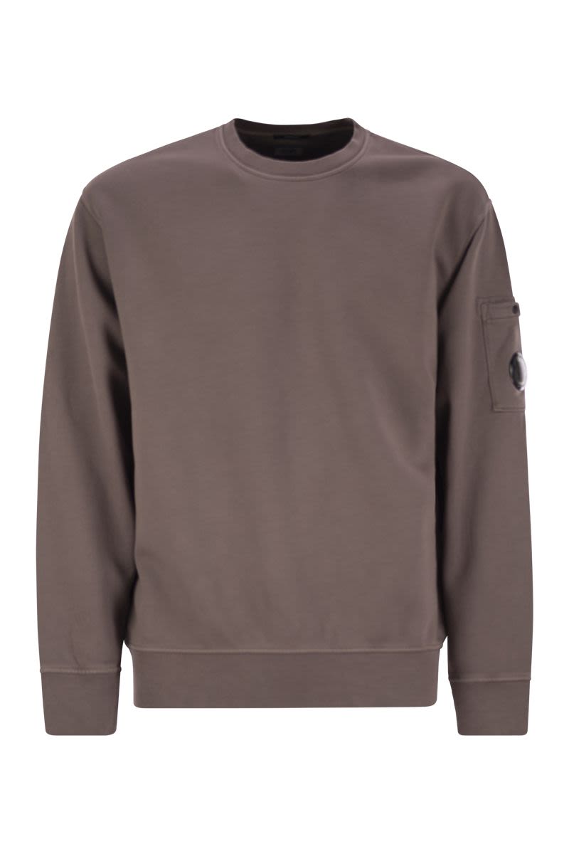 C.P.COMPANY Fleece Crew-Neck Sweatshirt with Diagonal Lenses