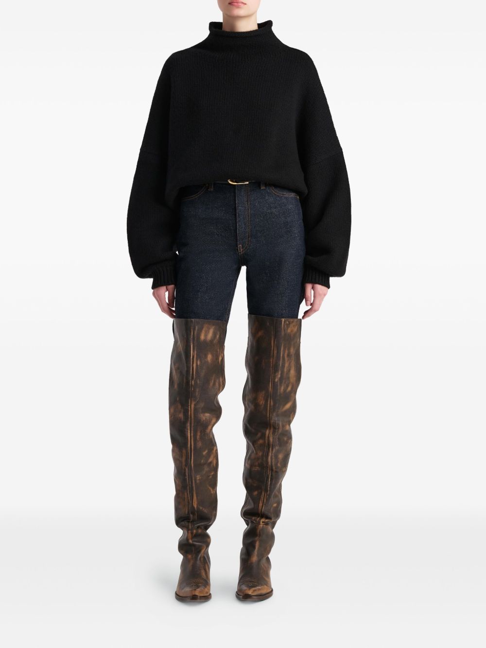 KHAITE Oversized Cashmere Funnel Neck Jumper