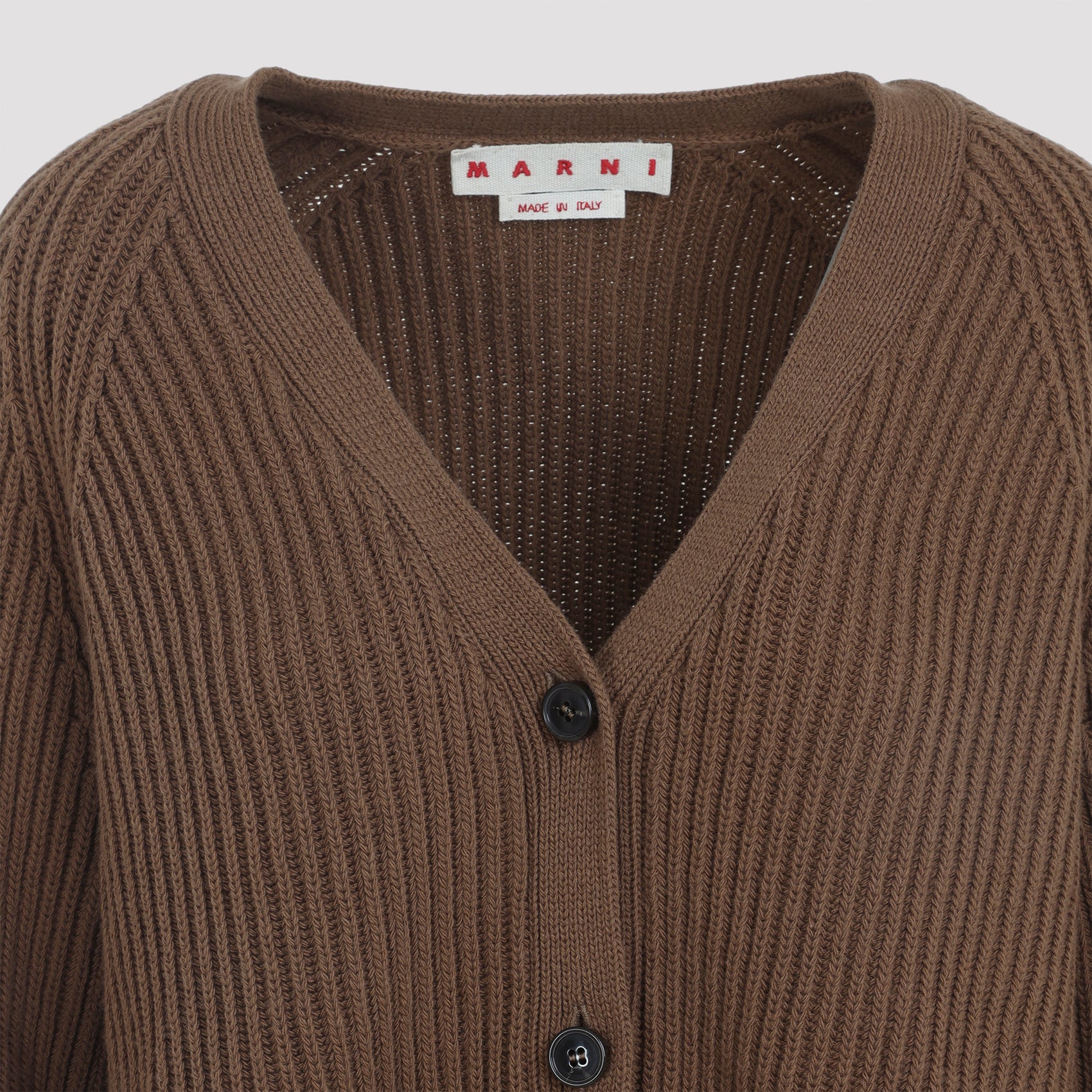 MARNI V Neck Bicolor Cardigan for Men - FW25 Collection
