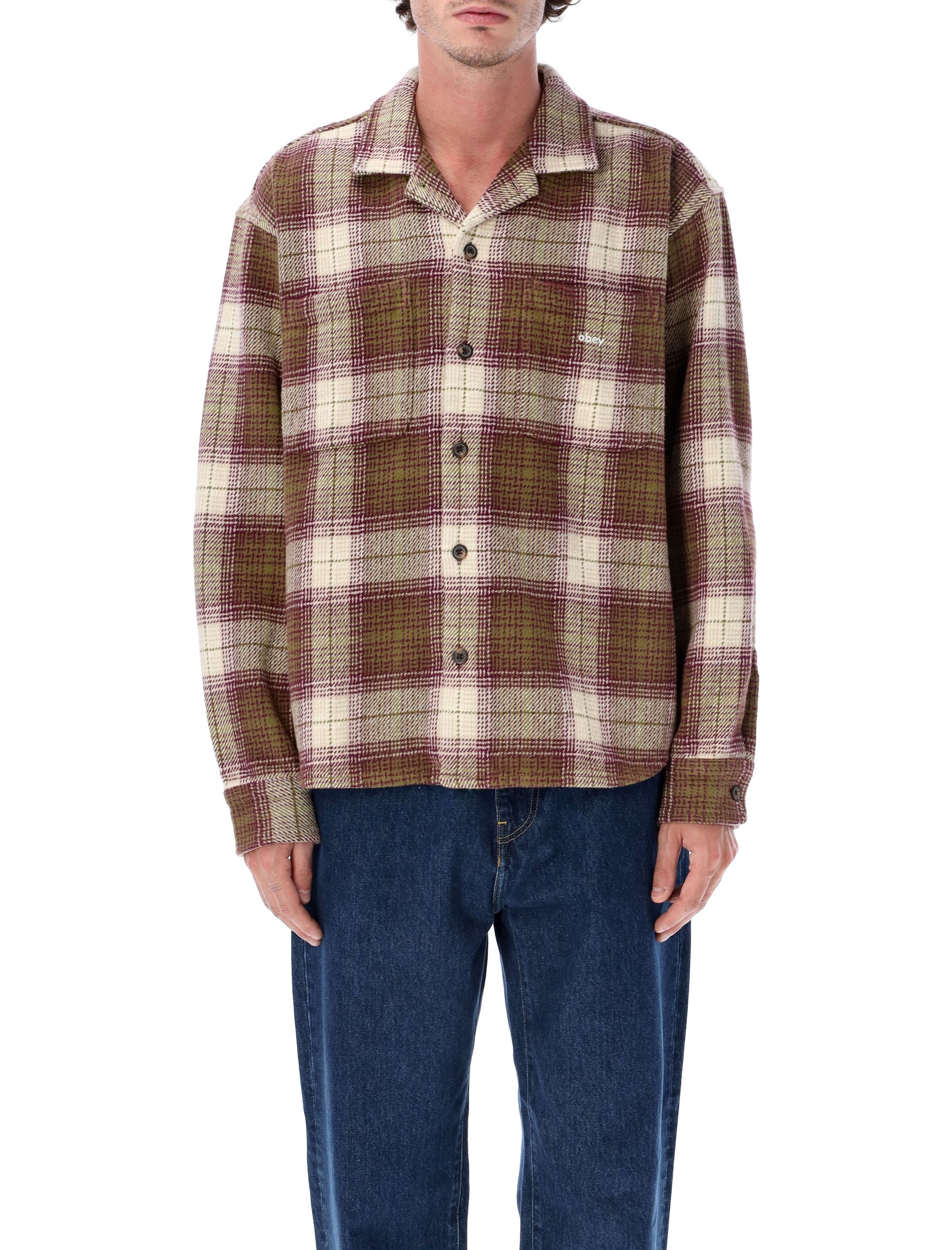 OBEY Laurel Woven Cotton Plaid Shirt - Size L