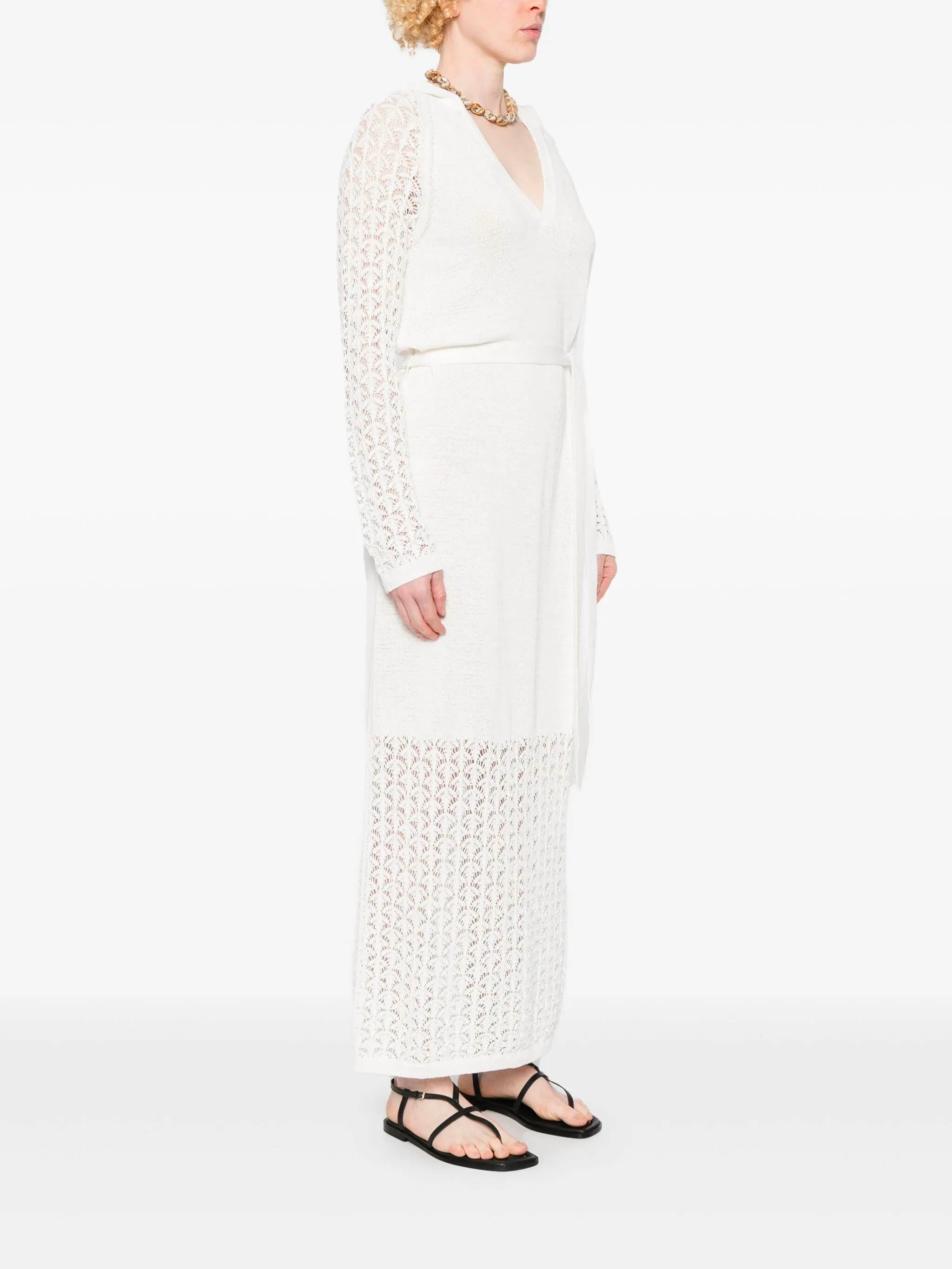 ZIMMERMANN Hooded Lace Knit Maxi Dress with Adjustable Waist