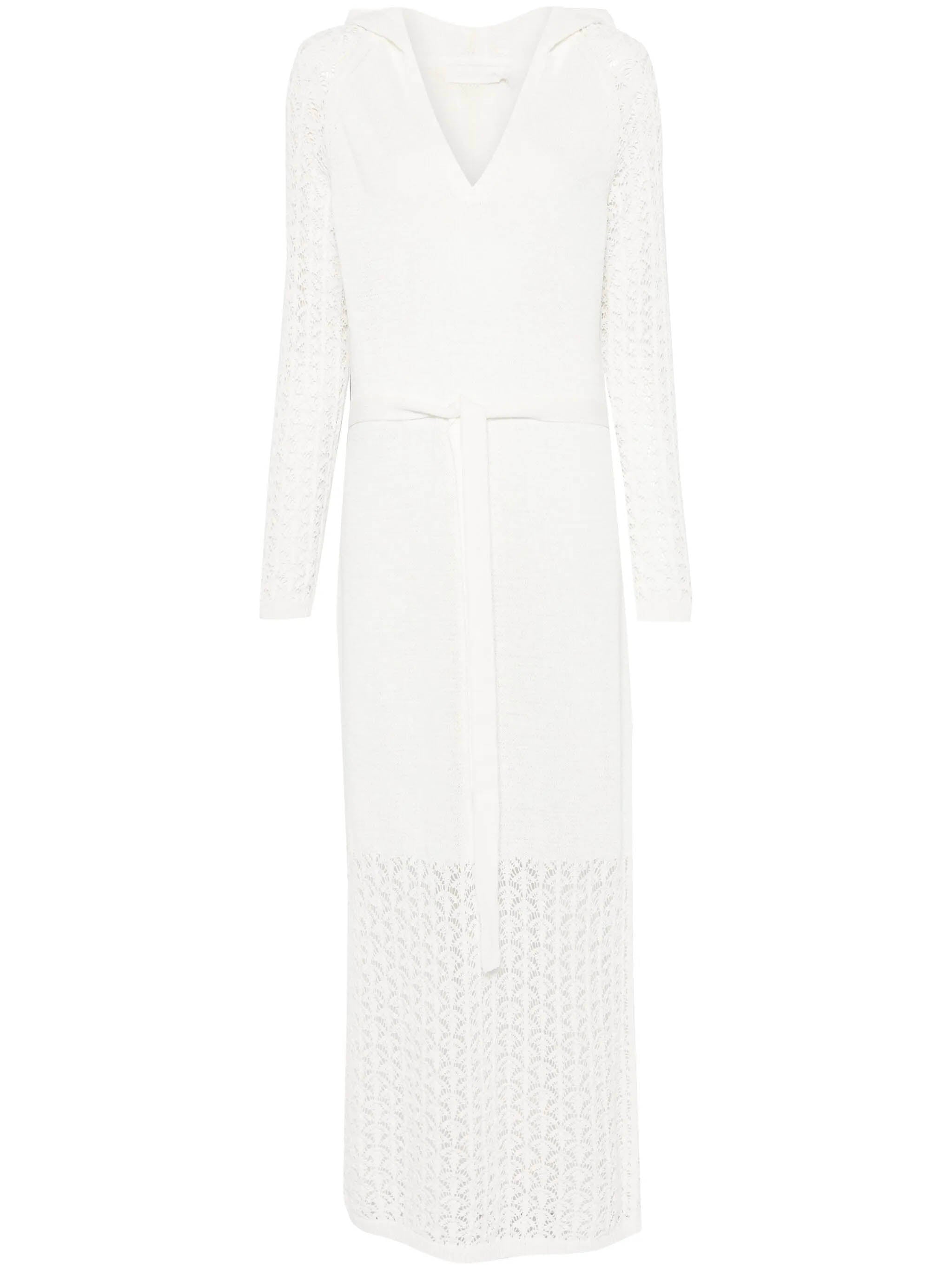 ZIMMERMANN Hooded Lace Knit Maxi Dress with Adjustable Waist