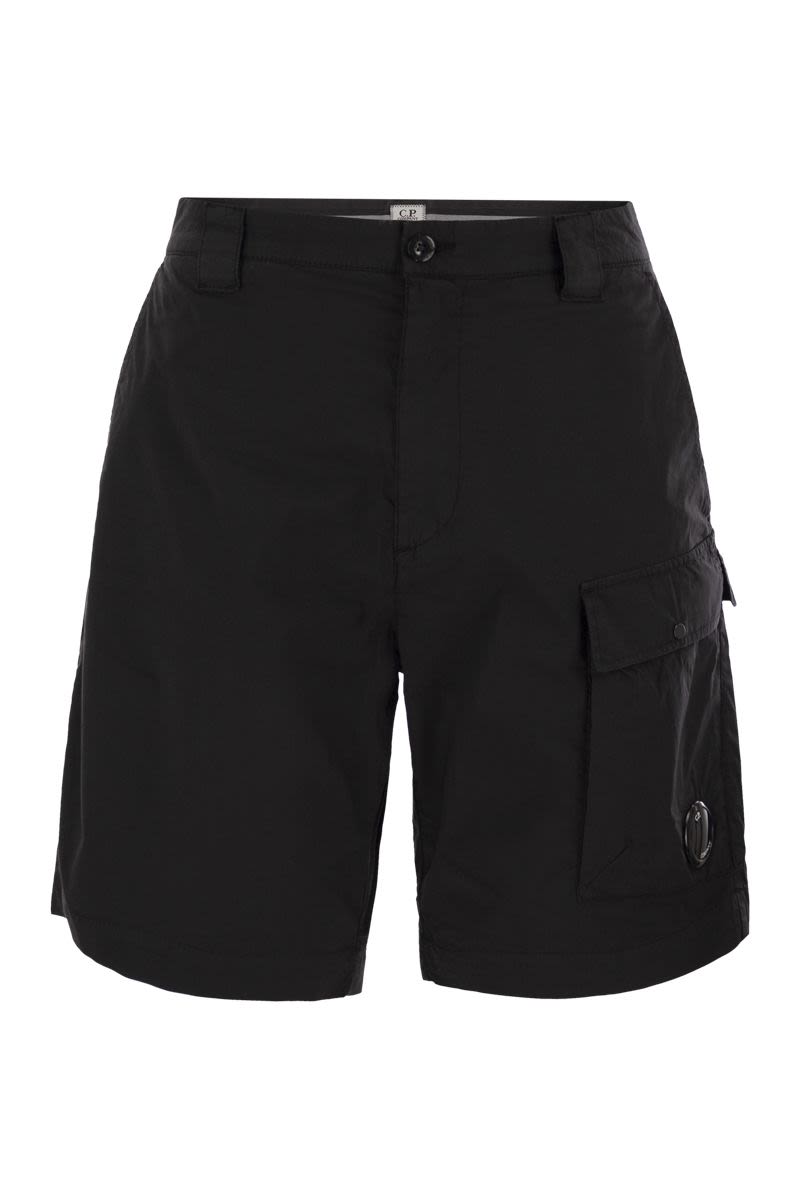 C.P.COMPANY Men's Cotton Cargo Shorts with Lens
