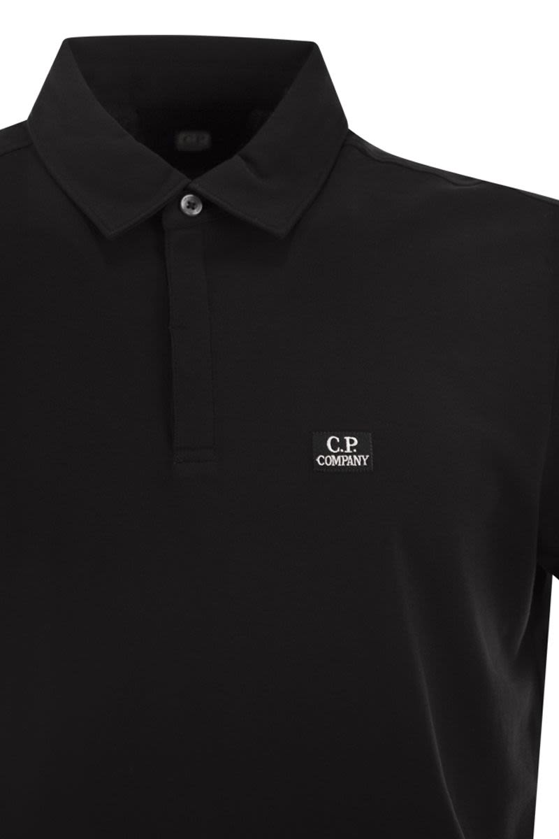 C.P.COMPANY Men's Stretch Cotton Piqué Polo Shirt with Covered Button Placket