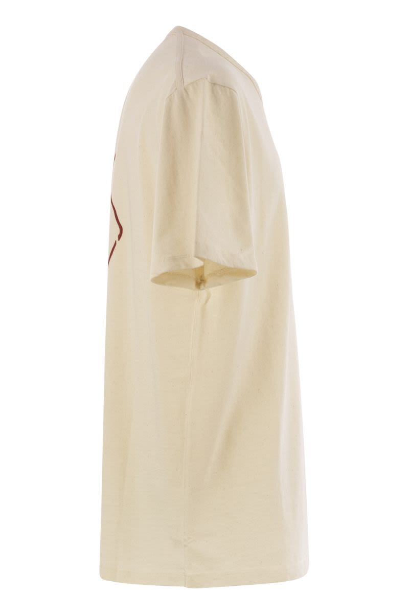 C.P.COMPANY Natural Crew Neck T-Shirt with Archive Logo - Regular Fit