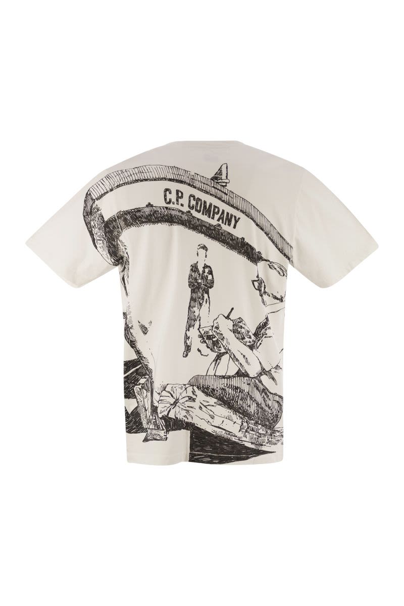 C.P.COMPANY Cotton T-Shirt with Back Graphic