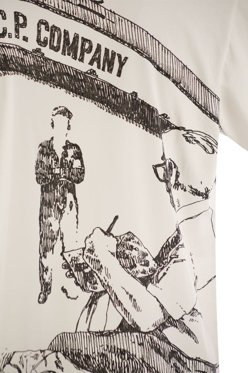 C.P.COMPANY Cotton T-Shirt with Back Graphic