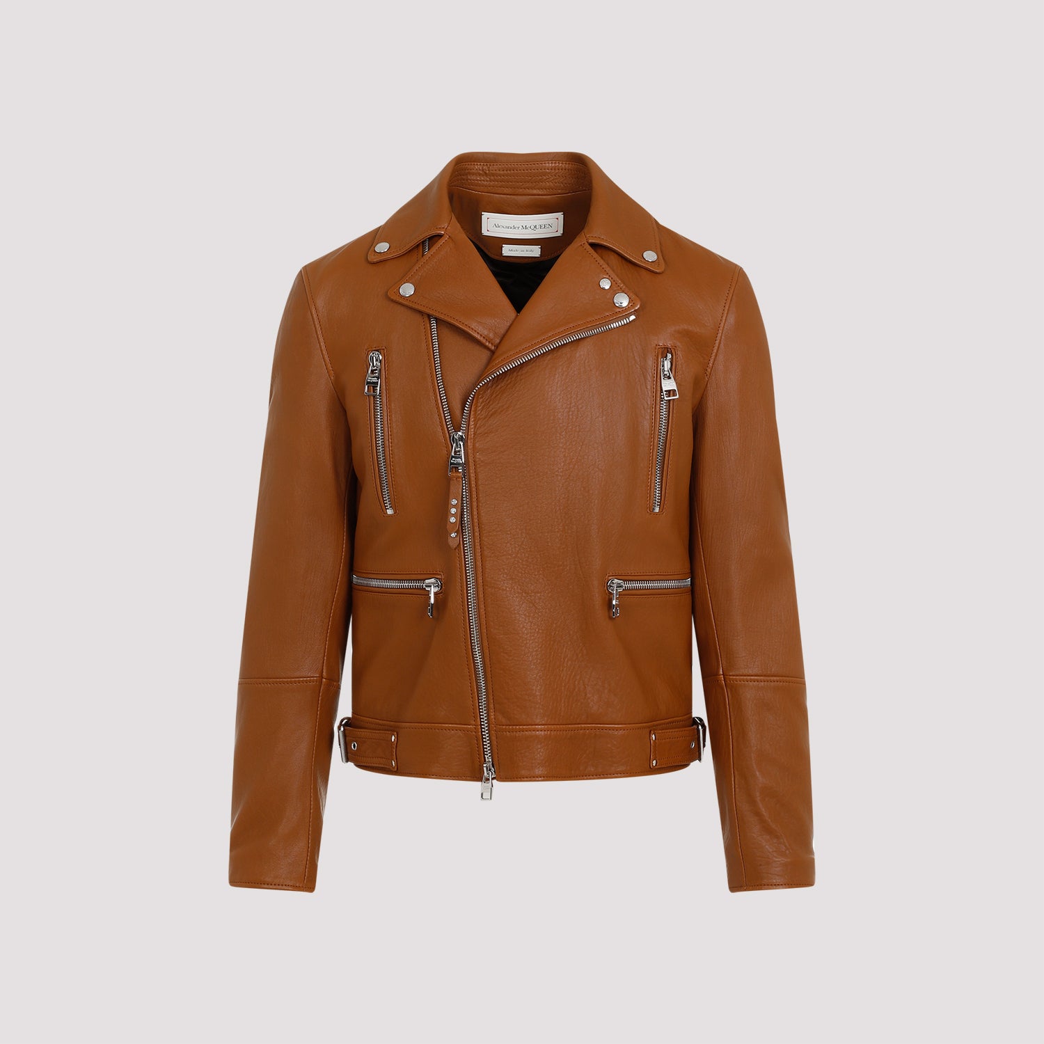 ALEXANDER MCQUEEN Essential Leather Biker Jacket for Men