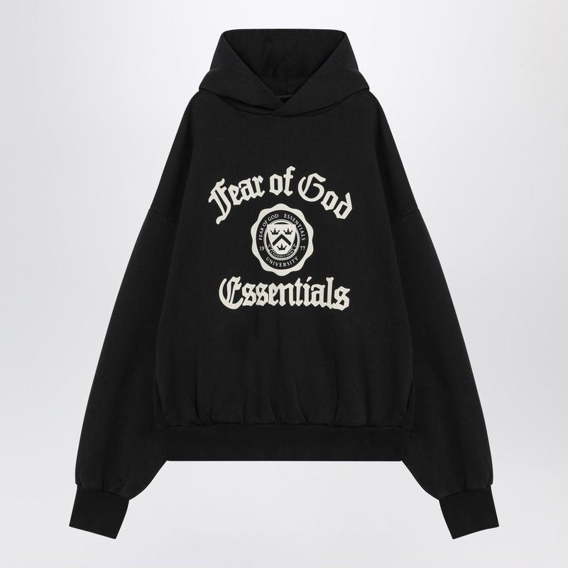FEAR OF GOD ESSENTIALS University Logo Black Hoodie for Men