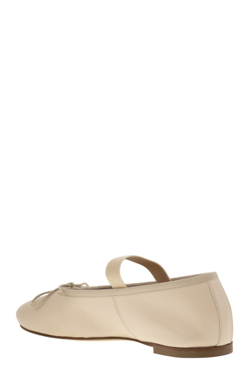 ANNIEL Iconic Leather Ballerina Flats with Elastic Band