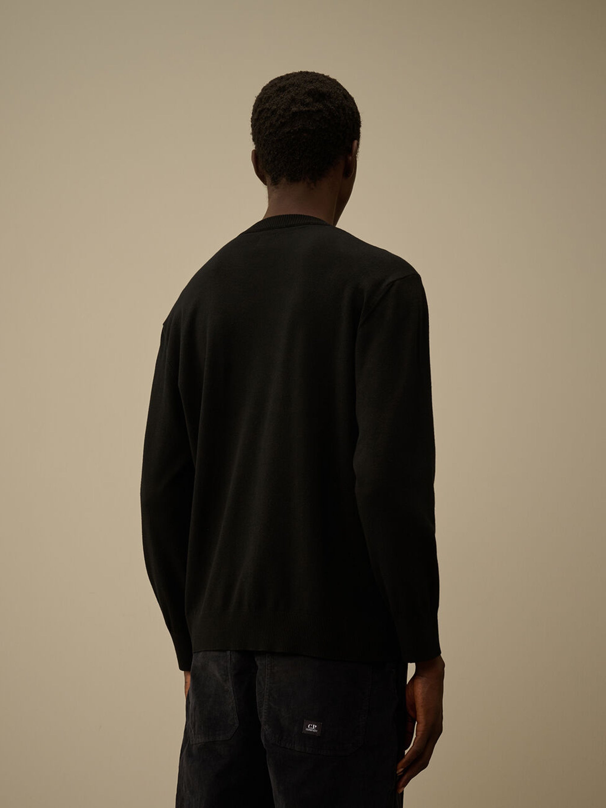 C.P.COMPANY Wool Crewneck Sweater with Pocket and Lens Detail - Men's